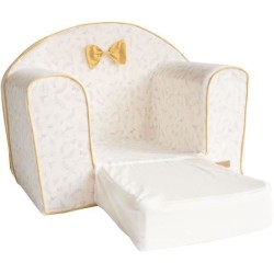 DOMIVA Fauteuil Club Leafy Bunny - Coton bio - Convertible et déhoussable - Blanc/Jaune - 43 x 55,5 x 50 cm