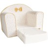 DOMIVA Fauteuil Club Leafy Bunny - Coton bio - Convertible et déhoussable - Blanc/Jaune - 43 x 55,5 x 50 cm