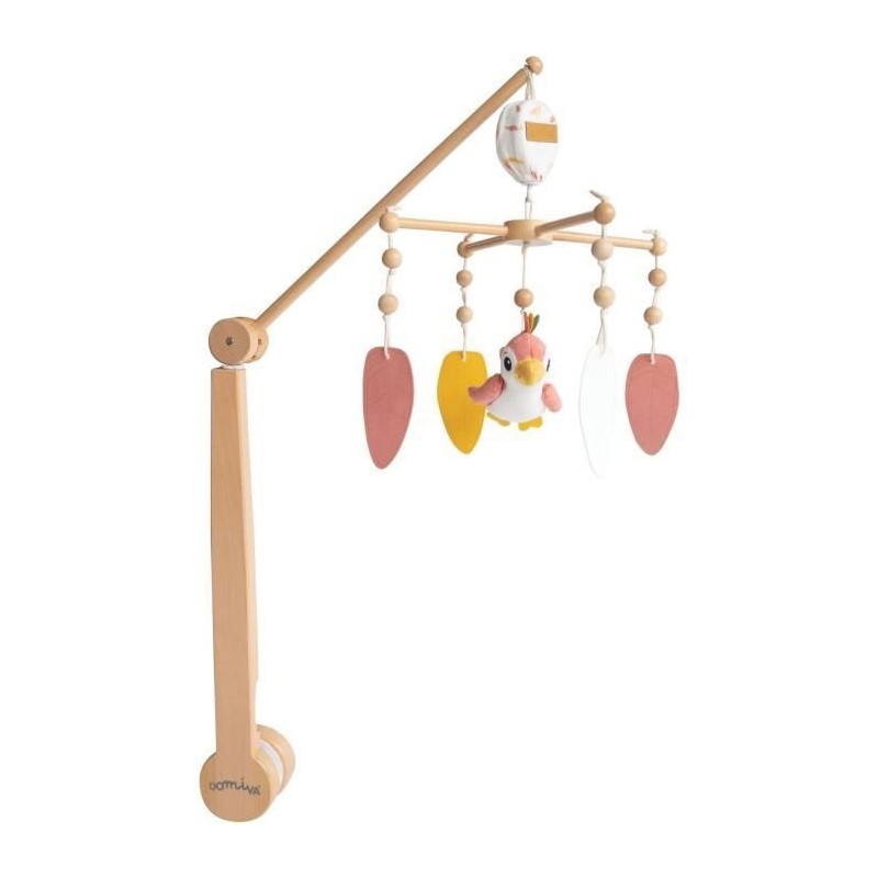 DOMIVA Mobile musical Happy - Arche bois de hetre - Blanc/Corail/Jaune - 40 cm