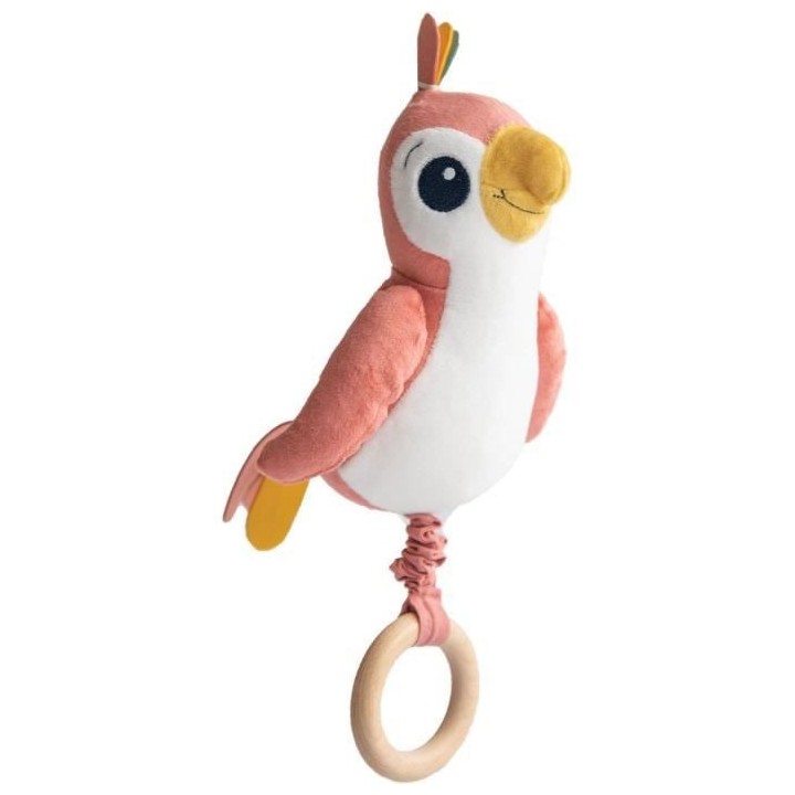 DOMIVA Peluche musicale Happy - Velours et jersey - Blanc/Corail/Jaune