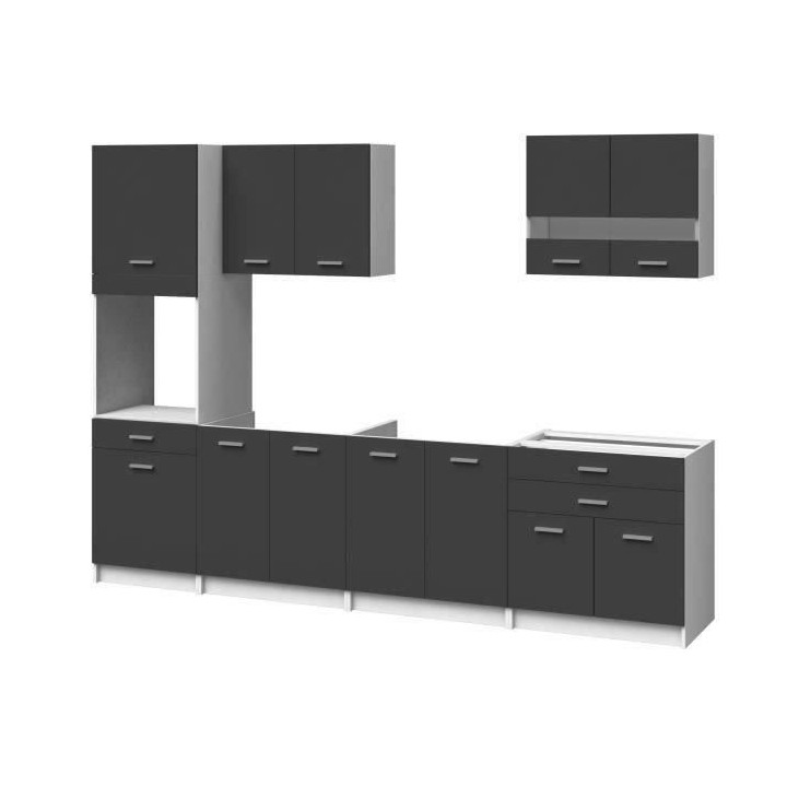 EXTRA - Cuisine complete colonne L 300cm - 6 éléments -Gris Mat