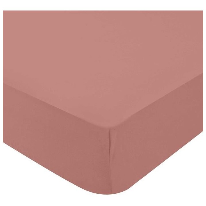 DOMIVA Drap housse + Alese Uni - 100% Coton - oeko-Tex - Blanc/Terraco