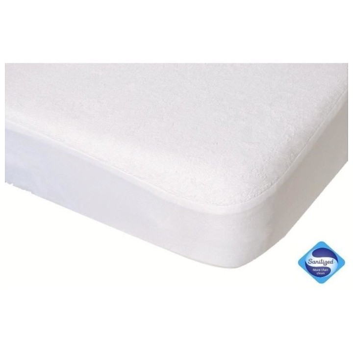 DOMIVA Drap housse + Alese Uni - 100% Coton - oeko-Tex - Blanc/Terraco