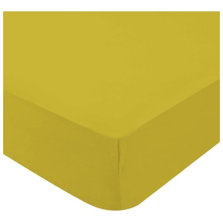 DOMIVA Drap housse + Alese Uni - 100% Coton - oeko-Tex - Blanc/Curry -