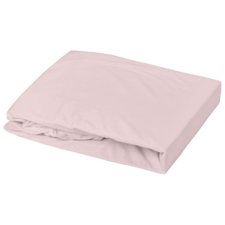 DOMIVA Drap housse + Alese Uni - 100% Coton - oeko-Tex - Blanc/Poudre