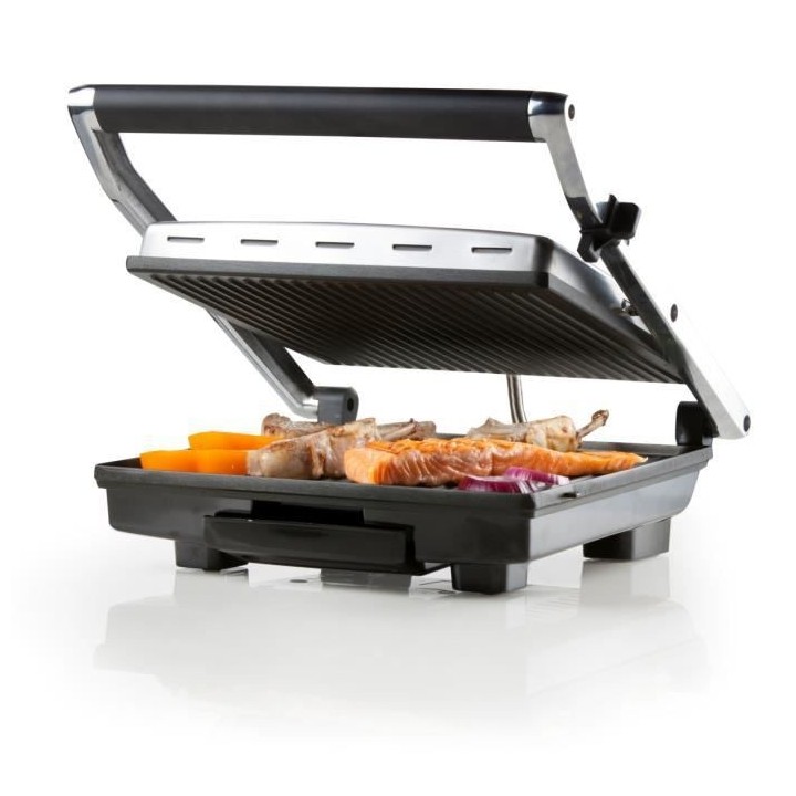 DOMO - Grill multifonctions en acier inoxydable - Grandes plaques Tefl