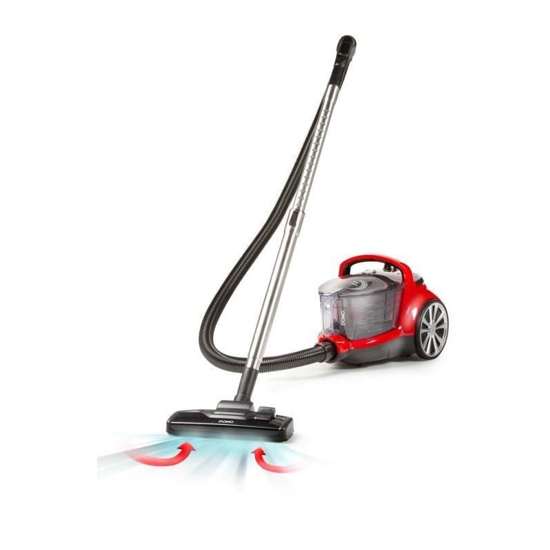 DOMO DO7292S - Aspirateur traineau sans sac - 2L - Puissance d'aspiration réglable - 74dB - Filtre HEPA H12 - Tube inox 90cm