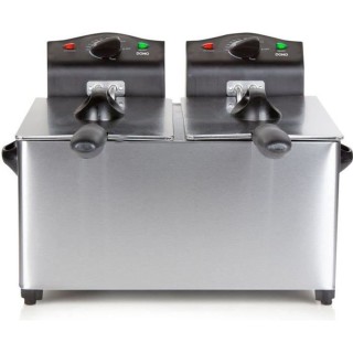 DOMO DO1025FR - Friteuse double cuve 2x3 Litres - 3500W - Cuve émaill