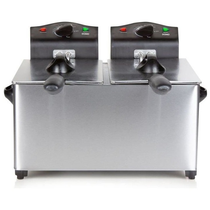 DOMO DO1025FR - Friteuse double cuve 2x3 Litres - 3500W - Cuve émaill