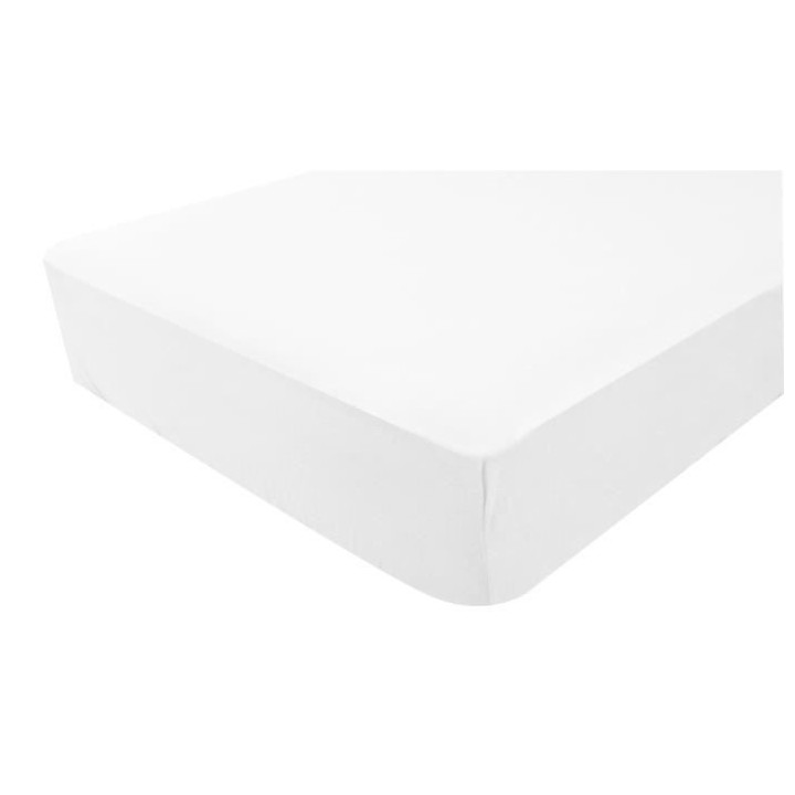 DOMIVA Drap housse tout en 1 Uni - Jersey - Imperméable - Blanc - 60