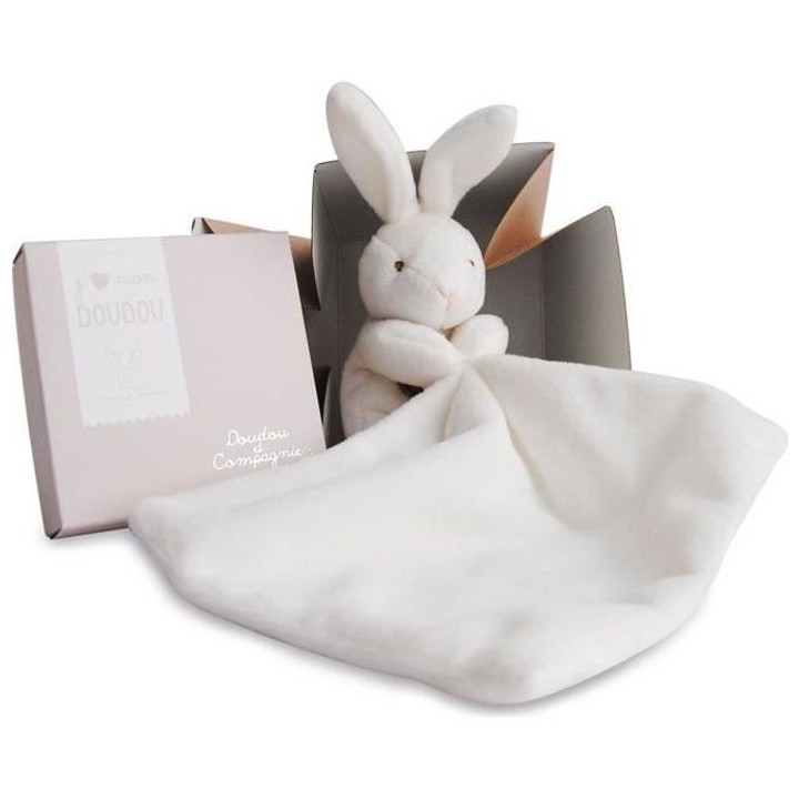 DOUDOU ET COMPAGNIE Lapin Mouchoir - Doudou En Boîte Fleur