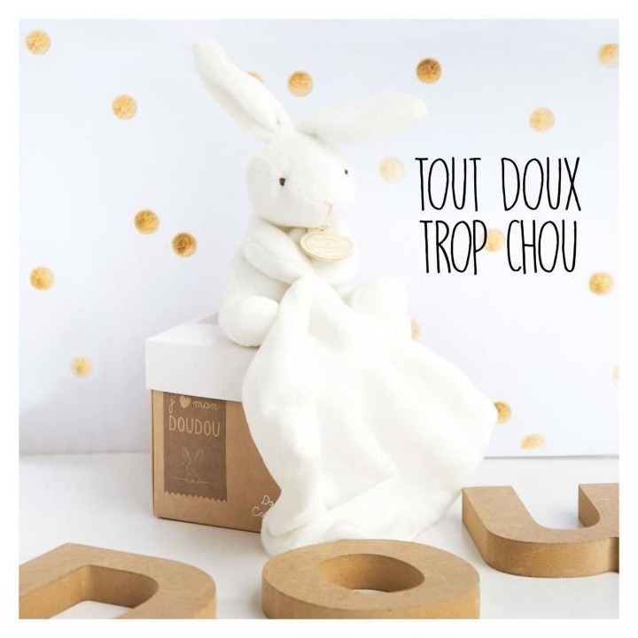 DOUDOU ET COMPAGNIE Lapin Mouchoir - Doudou En Boîte Fleur