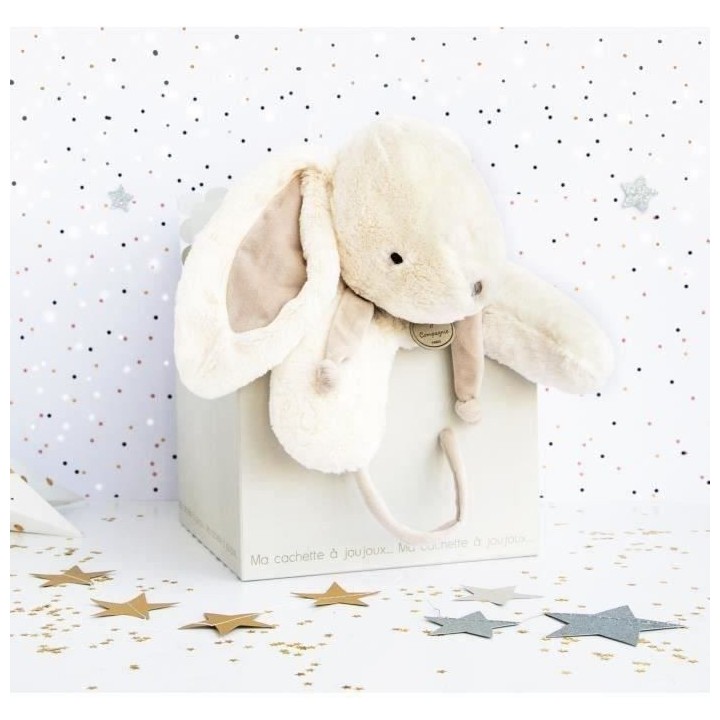DOUDOU ET COMPAGNIE Lapin Bonbon - Lapin Bonbon Taupe 75cm + Coffret