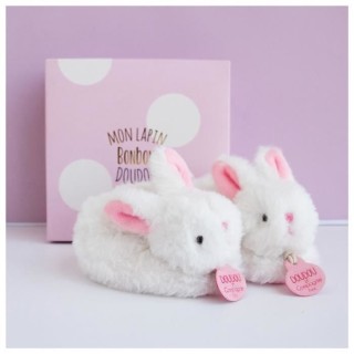 DOUDOU ET COMPAGNIE Lapin - Coffret chaussons avec hochet Rose 0-6 moi