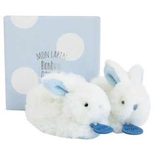 DOUDOU ET COMPAGNIE Lapin - Coffret chaussons avec hochet Bleu 0-6 moi