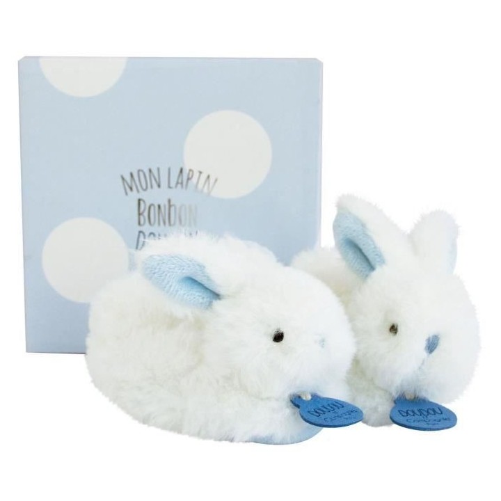 DOUDOU ET COMPAGNIE Lapin - Coffret chaussons avec hochet Bleu 0-6 moi