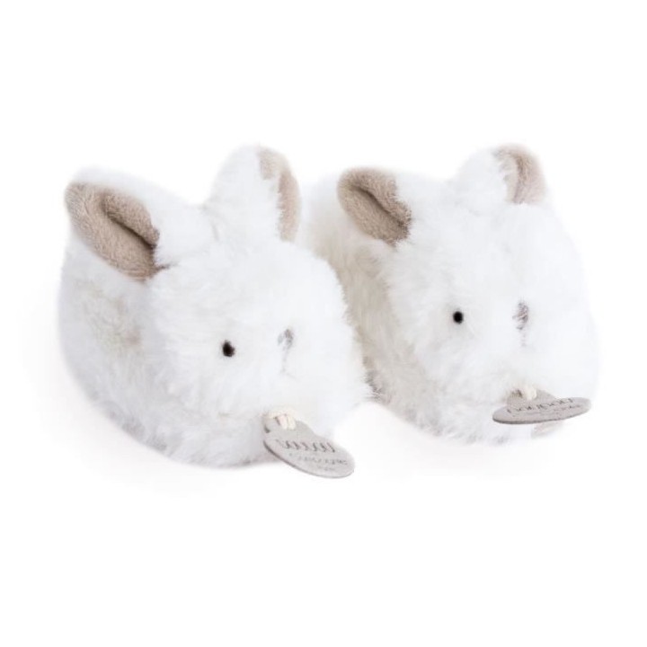 DOUDOU ET COMPAGNIE Lapin - Coffret chaussons avec hochet Taupe 0-6 mo