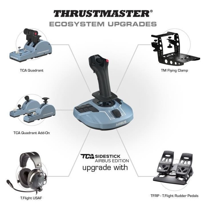 THRUSTMASTER Joystick TCA Officer Pack Airbus Edition : Réplique ergo
