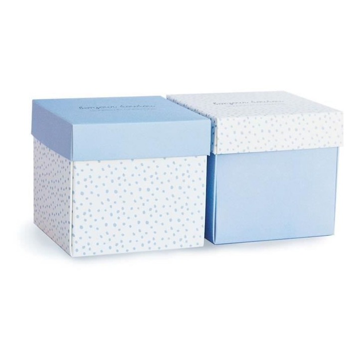 DOUDOU ET COMPAGNIE Lapin Mouchoir - Doudou Bleu Boîte Fleur