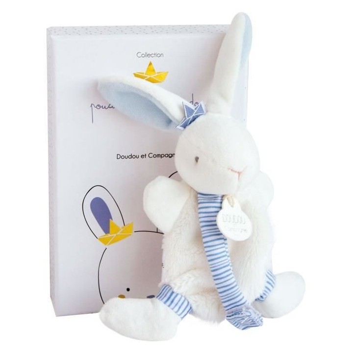 DOUDOU ET COMPAGNIE Lapin Matelot - Doudou avec attache tétine