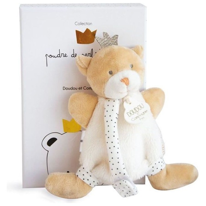 DOUDOU ET COMPAGNIE Ours petit roi - Doudou avec attache tétine