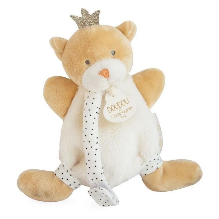 DOUDOU ET COMPAGNIE Ours petit roi - Doudou avec attache tétine