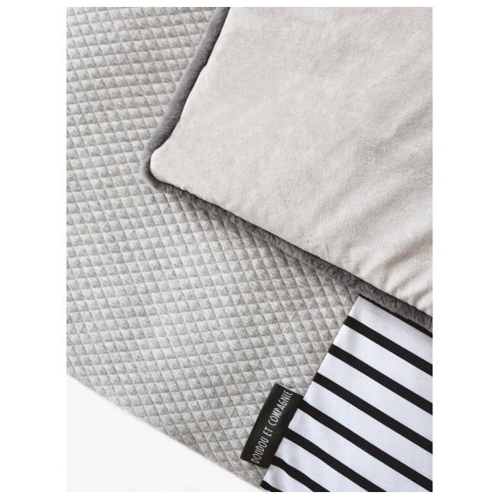 DOUDOU ET COMPAGNIE Tapidou - Tapis mosaique blanc et gris