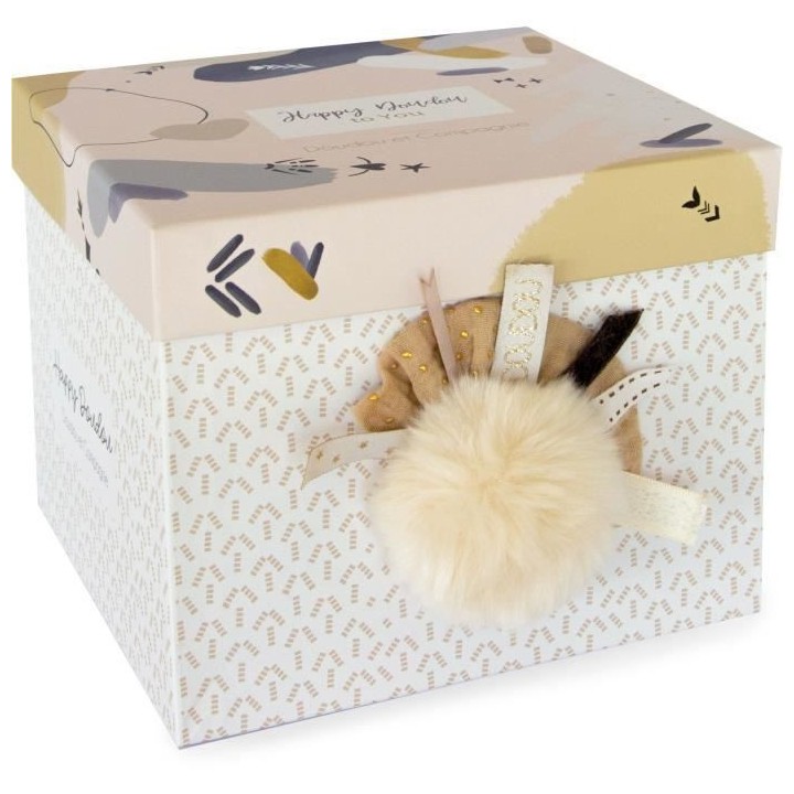 Doudou et Compagnie - Peluche Lapin -25 cm - Blanc/Sable - Lapin Pompo