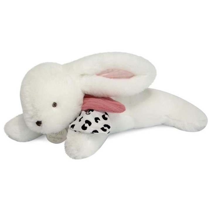Doudou et Compagnie - Peluche Lapin - 25 cm - Lapin Pompon Blanc/Rose