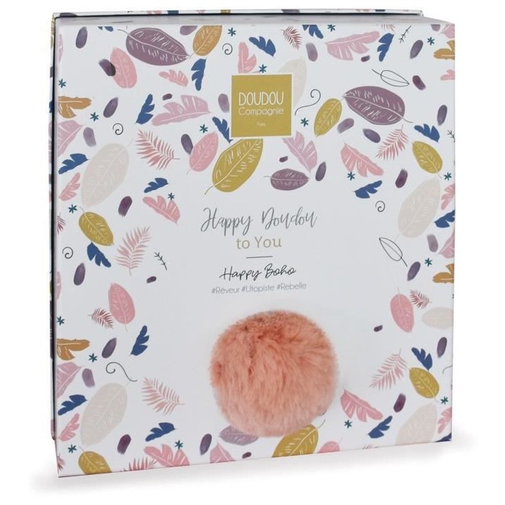 Doudou et Compagnie - Doudou Lapin - 25 cm - Lapin Pompom Blanc/Terrac