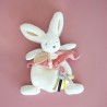 Doudou et Compagnie - Doudou Lapin - 25 cm - Lapin Pompom Blanc/Terracotta - Idée Cadeau - Happy Boho - Happy Doudou To You