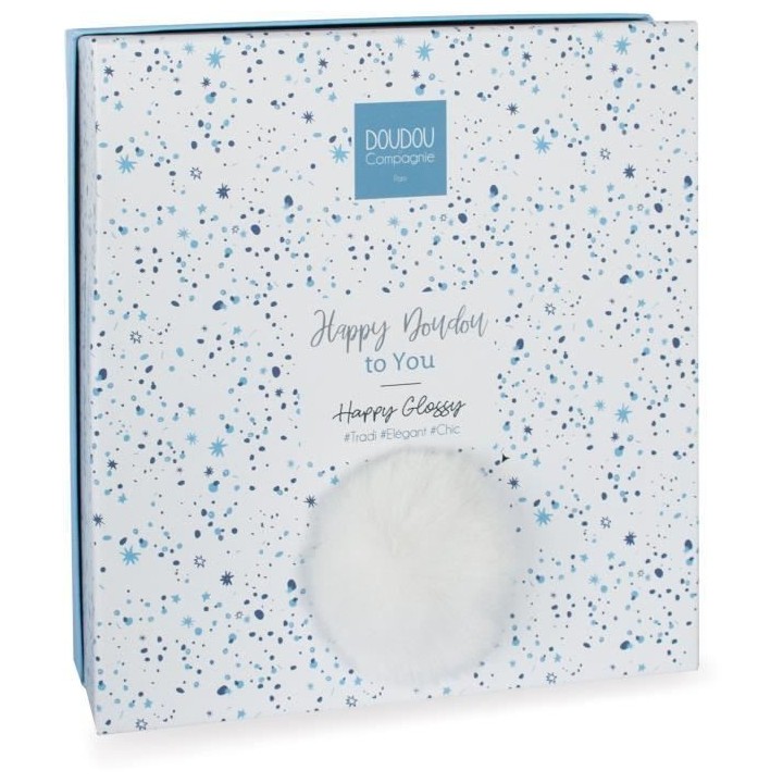 Doudou et Compagnie - Doudou Lapin - 25 cm - Blanc/Bleu - Lapin Pompon