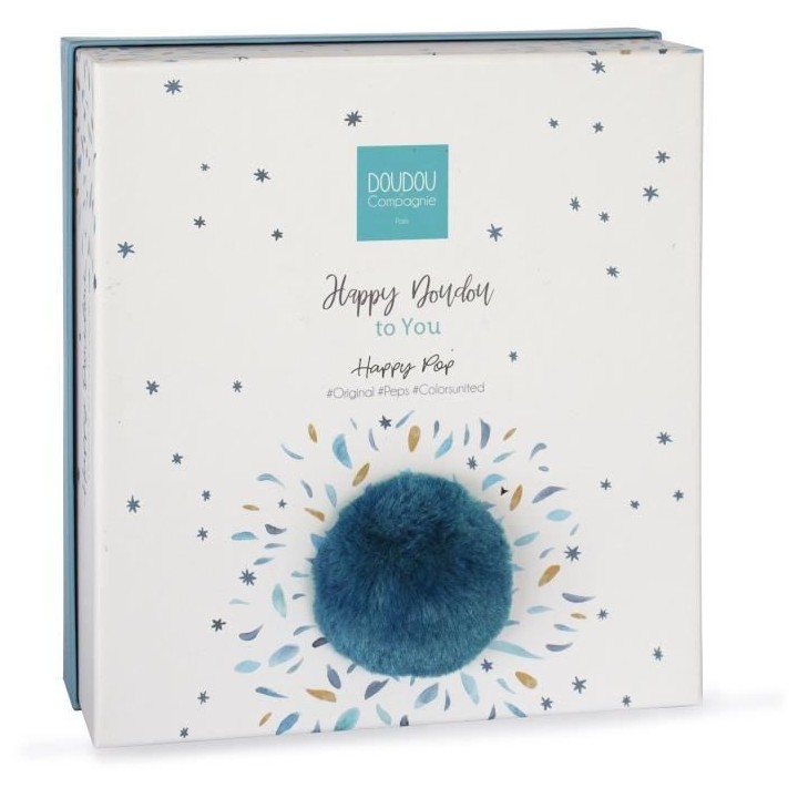 Doudou et Compagnie - Doudou Lapin -25 cm - Blanc/Bleu Paon - Lapin Po