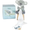 Doudou et Compagnie -UNICEF PANTIN AVEC DOUDOU attache-sucette – Koala - 12 cm - Gris - Boite cadeau- DC3747