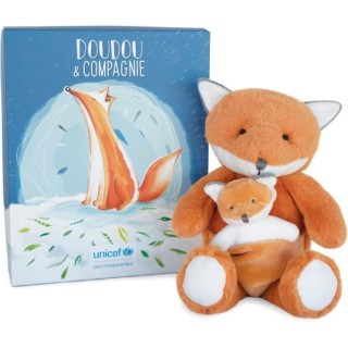 Doudou et Compagnie -UNICEF BEBE et MOI - Renard - 25 cm - Orange - bo