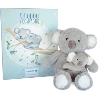 Doudou et Compagnie -UNICEF BEBE et MOI - Koala - 25 cm - Gris - Boite