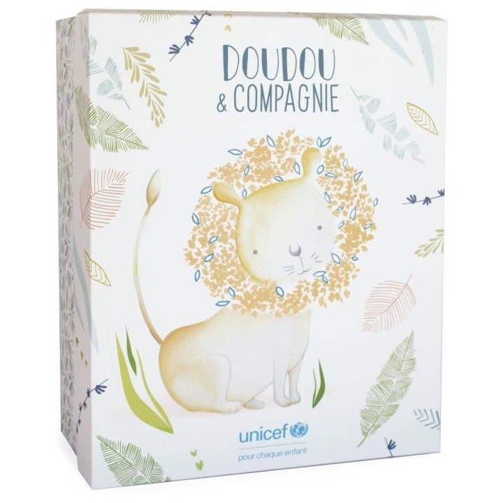 Doudou et Compagnie -UNICEF BEBE et MOI - Lion - 25 cm - Beige - Boite