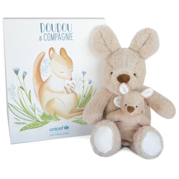 Doudou et Compagnie -UNICEF BEBE et MOI - Kangourou - 25 cm - Beige -