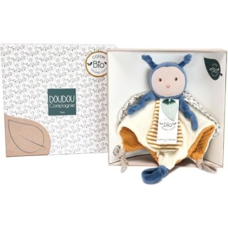Doudou et Compagnie - Doudou Plat - Doudou Bio Abeille - 25 cm - Bleu/