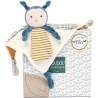 Doudou et Compagnie - Doudou Plat - Doudou Bio Abeille - 25 cm - Bleu/Jaune - Cadeau de Naissance - Pollen L'Abeille Bio - DC384