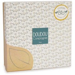 Doudou et Compagnie - Doudou Plat - Doudou Bio Abeille - 25 cm - Bleu/Jaune - Cadeau de Naissance - Pollen L'Abeille Bio - DC384