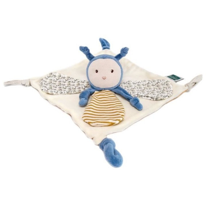 Doudou et Compagnie - Doudou Plat - Doudou Bio Abeille - 25 cm - Bleu/