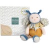 Doudou et Compagnie - Peluche Bio Abeille - 25 cm - Bleu/Jeune - Jolie Boîte - Cadeau de Naissance - Pollen L'Abeille Bio - DC3