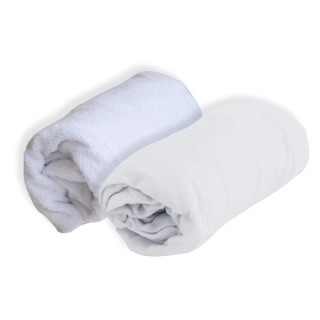 DOMIVA Drap housse + Alese Uni - 100% Coton - Traité Sanitized - Blan