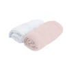 DOMIVA Lot 2 Draps housse Uni - Jersey - oeko-Tex - Blanc/Rose - 70 x 140 cm