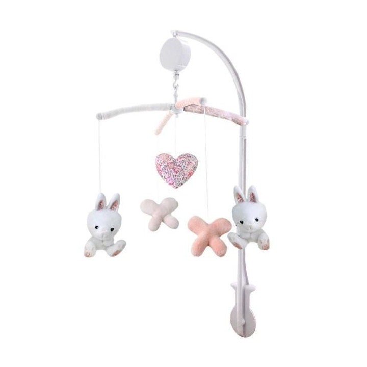 DOMIVA Mobile musical Lapinou - Arche PVC - Peluches amovibles - Blanc