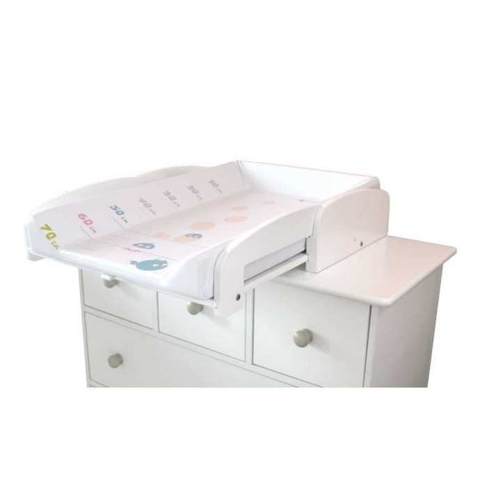 DOMIVA Plan a langer Toise imprimé - PVC - Matelas intégré - Blanc