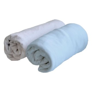DOMIVA Drap housse + Alese Uni - 100% Coton - Traité Sanitized - Bleu