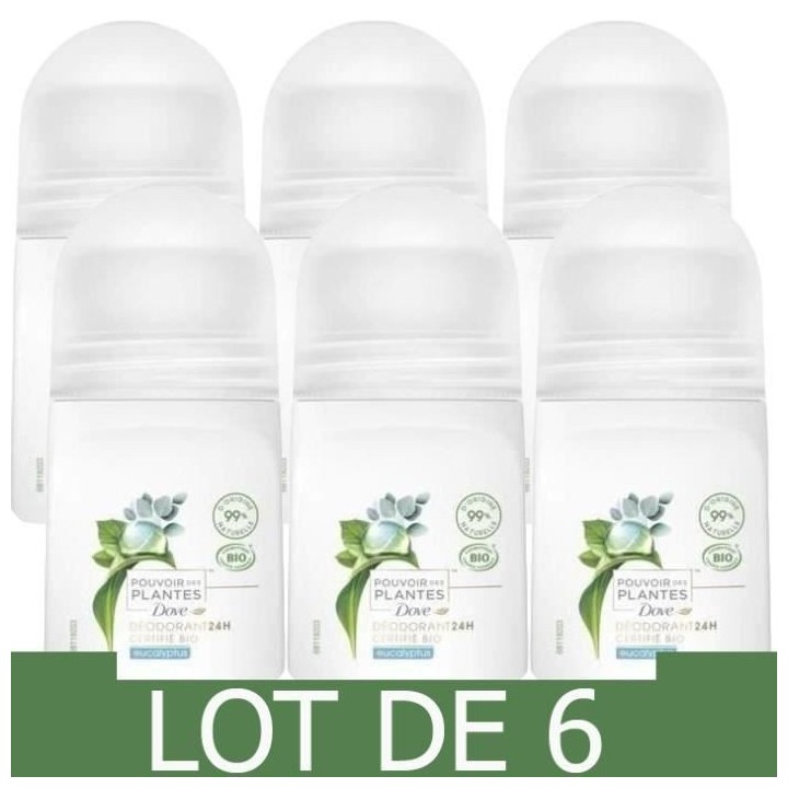 [Lot de 6] DOVE Déodorant Bille Bio Eucalyptus - Femme - 50 ml