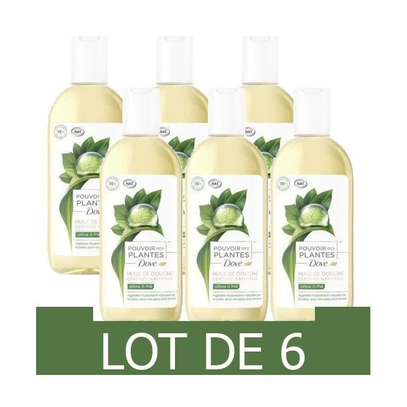 [Lot de 6] DOVE Gel de douche Naturel Senteur Arbre a Thé - 250 ml